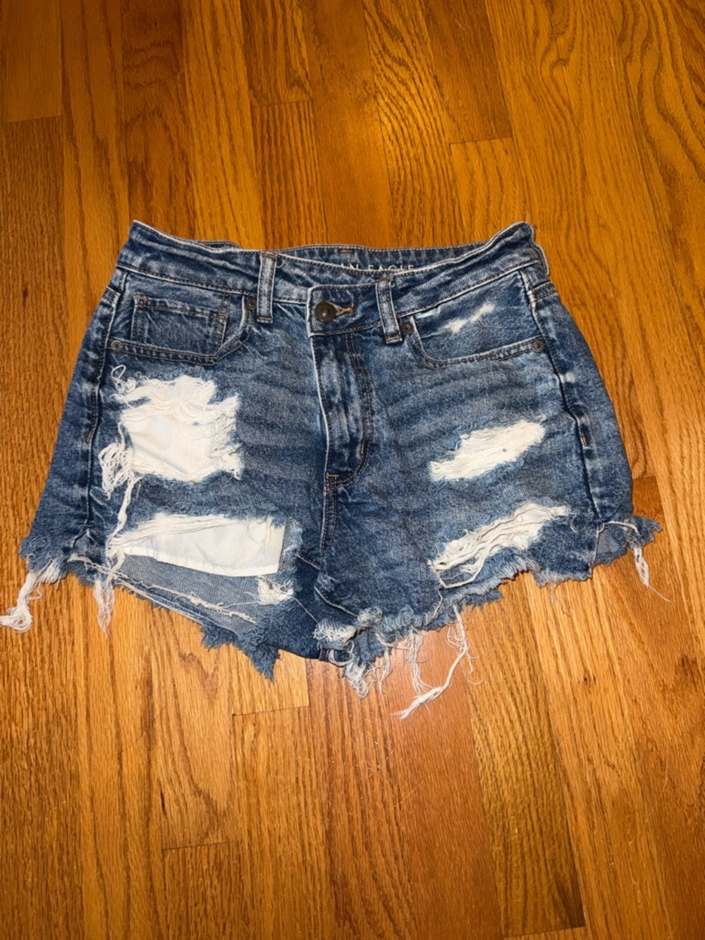 American Eagle Outfitters Light and Dark Blue Denim Shorts